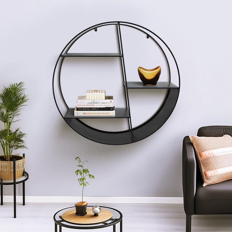 METAL, 32 4-LAYERED ROUND SHELF, BLACK