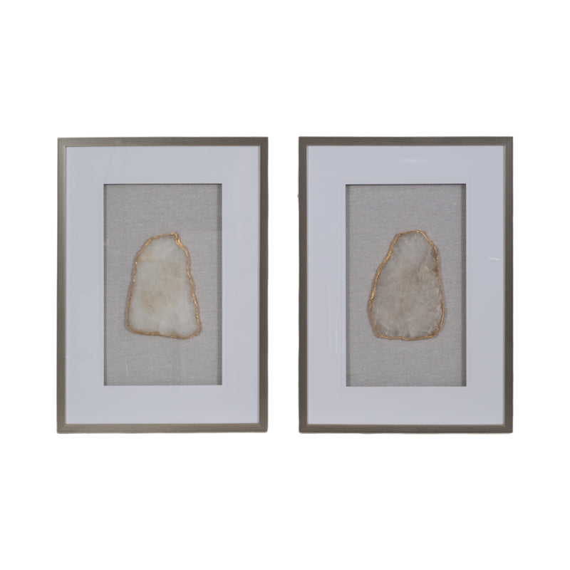 S/2 20x28 Nora Sliced Stone Shadowbox 2/a Wall Dec