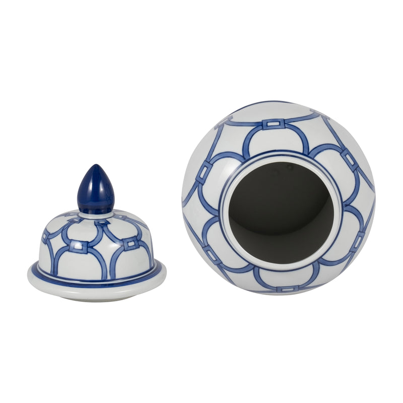 CER, 14 LINKS TEMPLE JAR, BLUE/WHITE