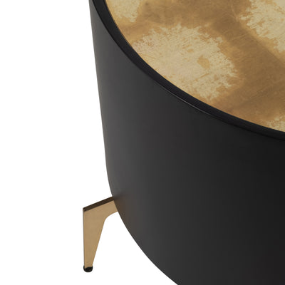 WOOD,24 GOLD LEAF TOP SIDE TABLE, BLK/GLD