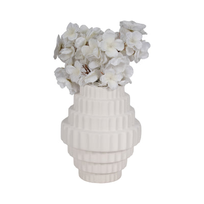 8 Textured Staggered Vase, White