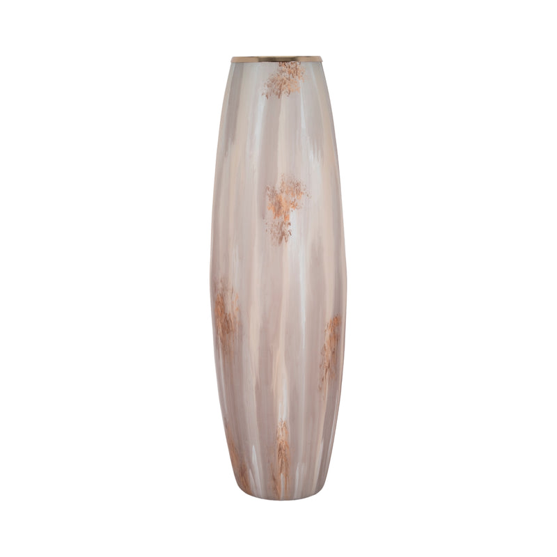 31 Curved Glass Vase Opal Finish, Ivory Multi