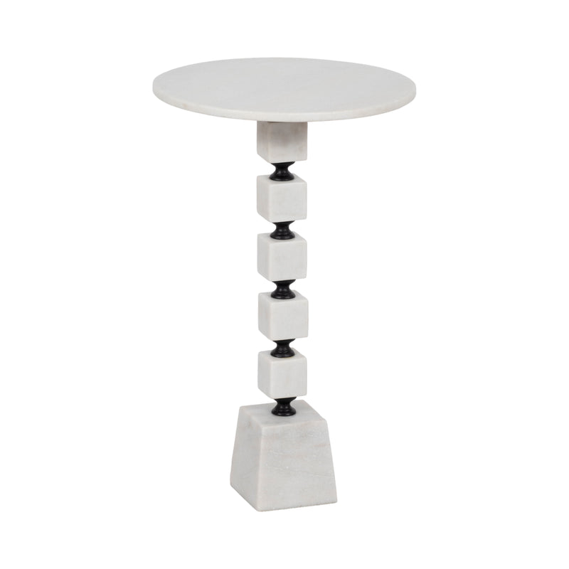 24 Stacked Marble Accent Table, White Kd