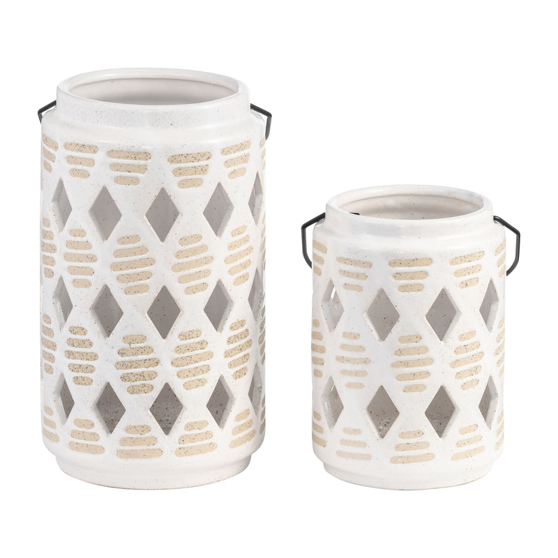 CER, 6H DIAMOND CUT OUT LANTERN, IVORY