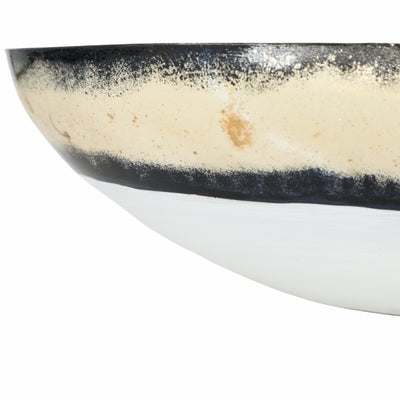 GLASS, 16 BOWL W/ GOLD TRIM, WHITE