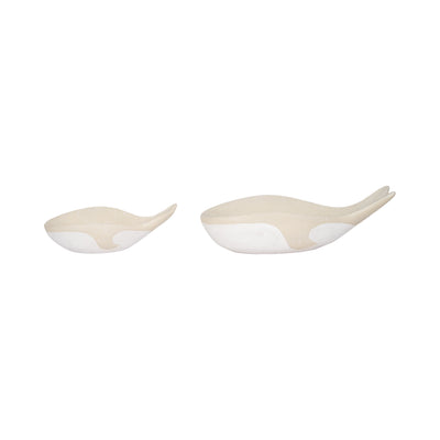 S/2 12/17 Whale Bowls, Tan/white