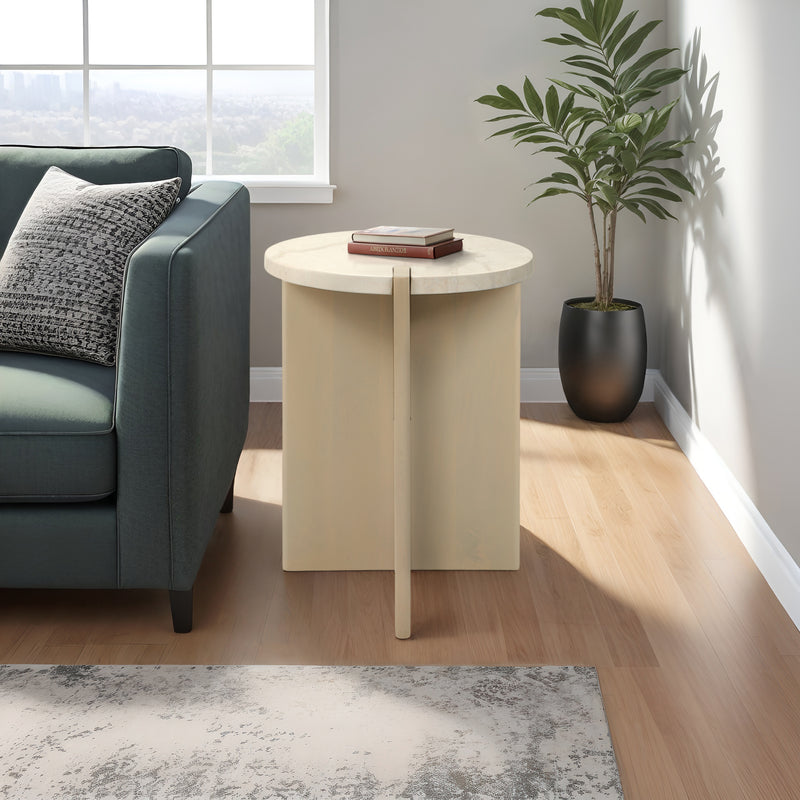 24 CONNLEY MEDIUM MARBLE AND WOOD ACCENT TABLE