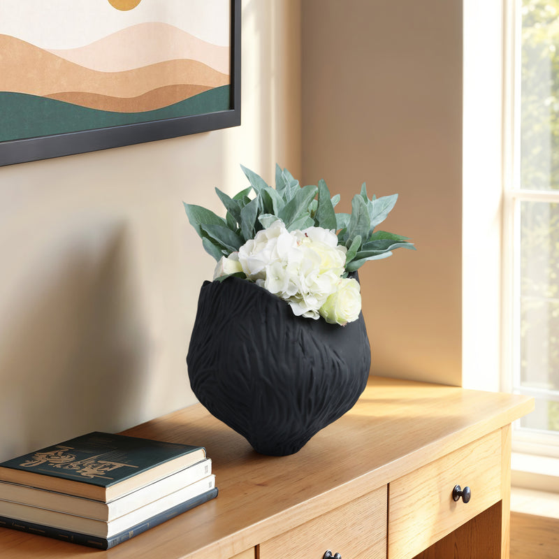 12trevino Small 3d Printed Porcelain Vase,blk