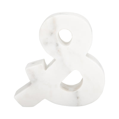 6 Marble Ampersand &, White