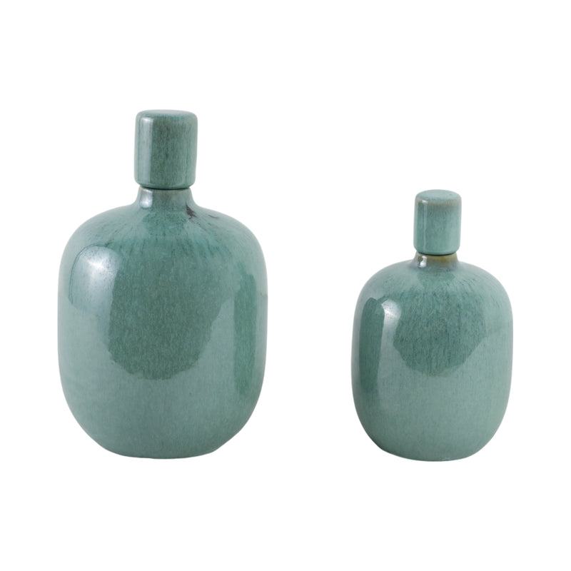 S/2 10/12 Corvallis Teal Ceramic Jars