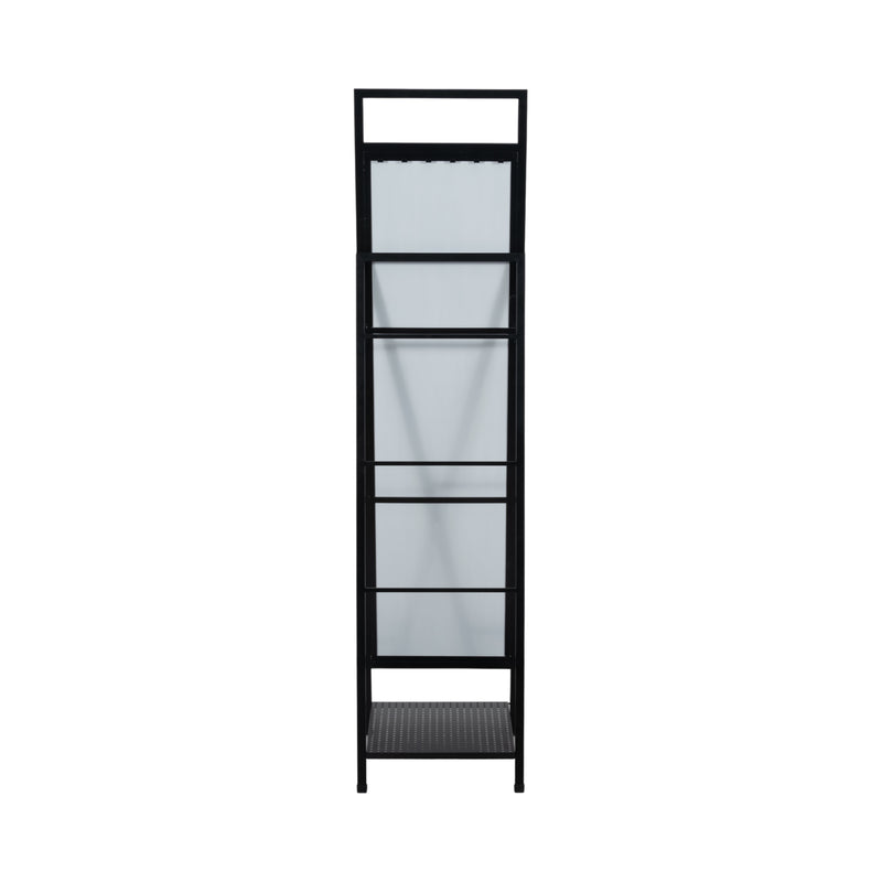 63 Standing Mirror W/ Hooks, Black