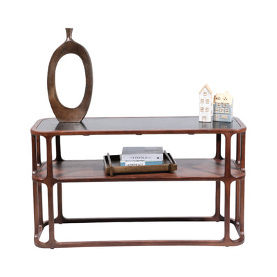 54 Stefan Wood And Marble Console Table, Brwn/blk