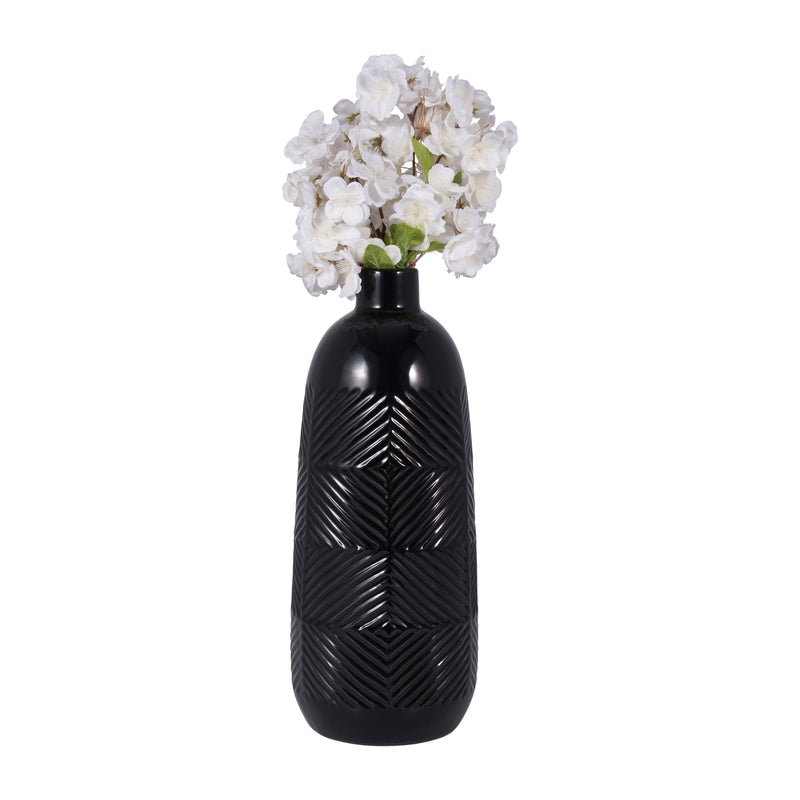 CER, 17 TEXTURED LINES VASE, BLACK