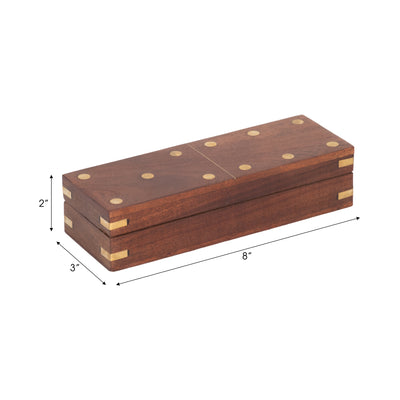 WOOD, 8X3 DOMINOES BOX, BROWN