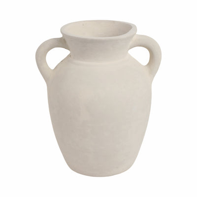 9 Vase With Handles, Paper Mache, White