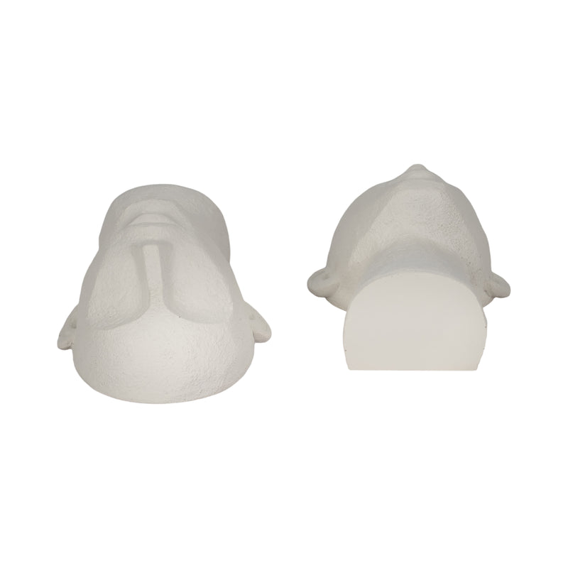 S/2 9 Textured Head Up Bookends, White