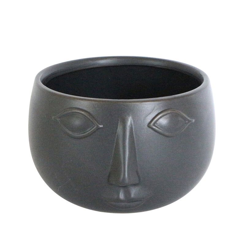 Ceramic 7 Face Planter, Matte Black