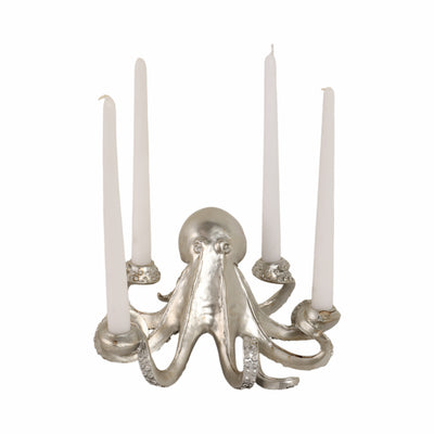 11 Octopus 4-taper Candle Holder, Silver