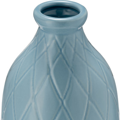 CER, 12 PLAID TEXTURED VASE, CAMEO BLUE