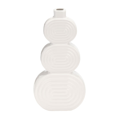 CER, 12 STACKED CIRCLES VASE, WHITE