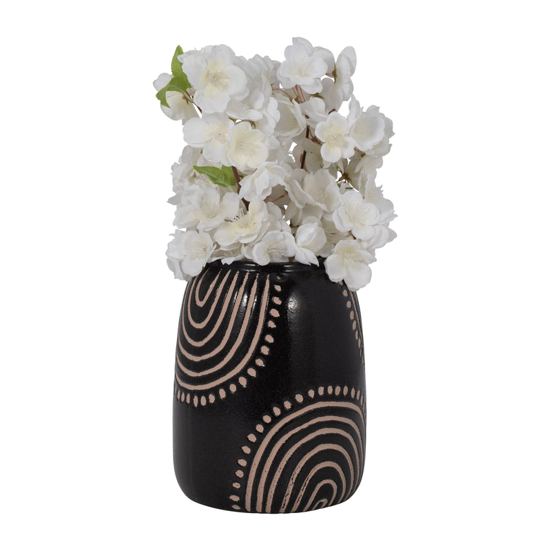 CER, 9 TRIBAL ARCH VASE, BLACK/TAN