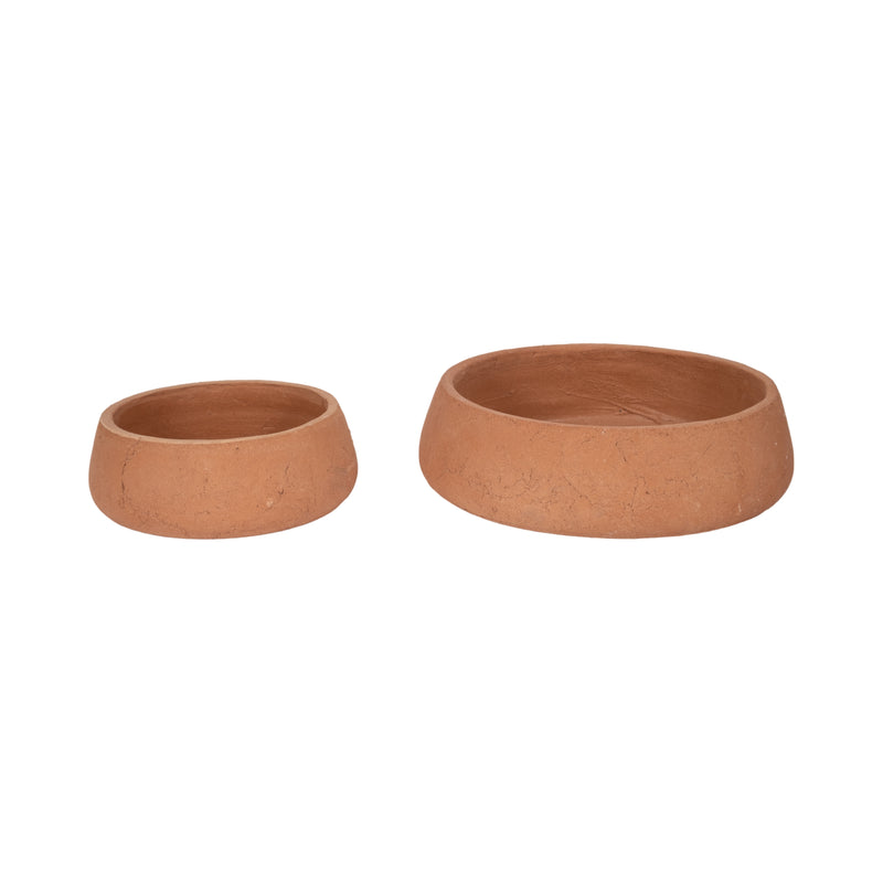 S/2 10/14 Terracotta Bowls, Natural