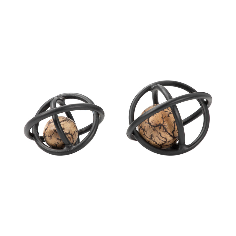 S/2 7/8 Solaro Bronze Metal Orbs