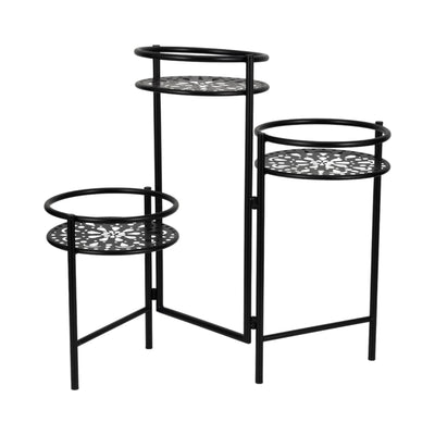 Metal, 22 Folding 3-tier Plant Stand, Black