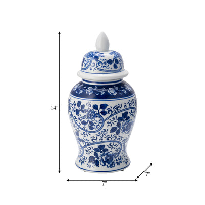 EC CER,14 BLUE/WHITE TEMPLE JAR