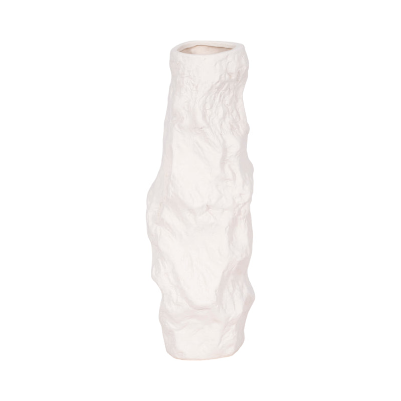 17 Jagged Textured Vase, White