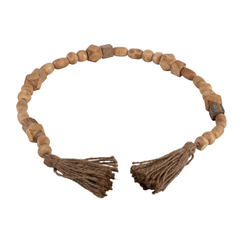 WOOD, 25 BEAD GARLAND, NATURAL