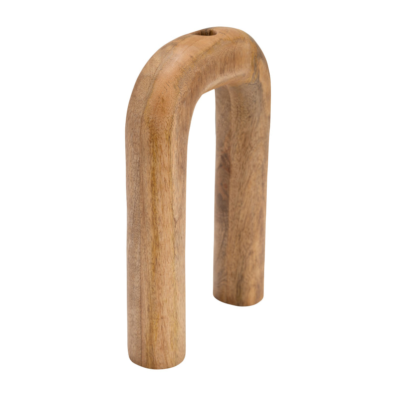 Wood, 11H Horseshoe Vase, Brown