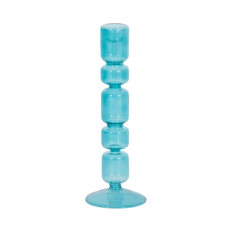 10 Mixed Bubble Taper Candleholder, Blue