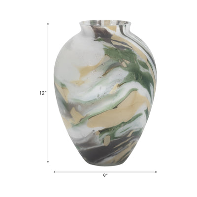 Marco Glass, 12 Marbled Look Vase, Multi