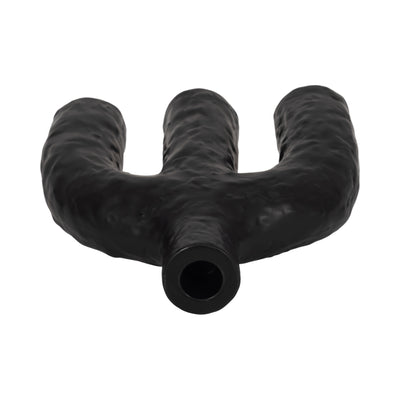 9 Volcano Texture Double Arched Taper Holder, Bla