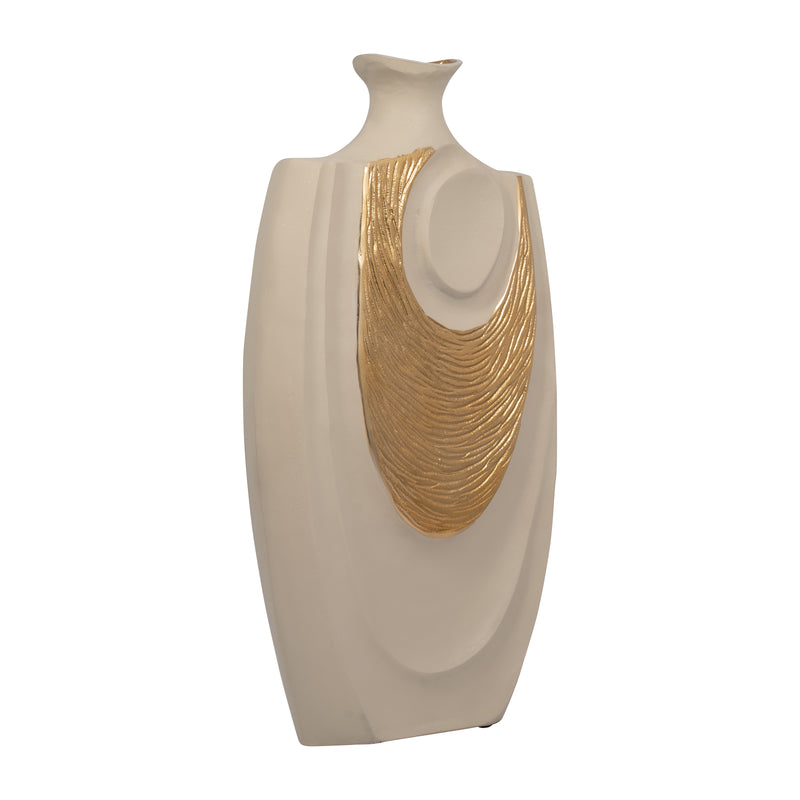 METAL, 23 EMBOSSED SWIRL VASE, GOLD/NUDE