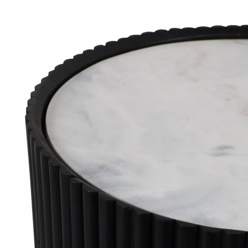 20 Storage Accent Table Marble Top, White/black