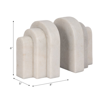 MARBLE, S/2 6, LAYERED ARCHES BOOKENDS,WHITE