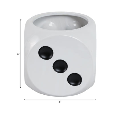 6 Dice Planter, White/black