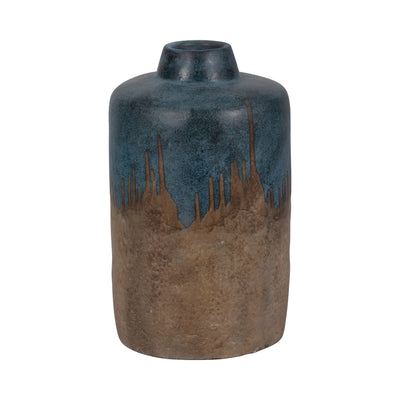 TERRACOTTA, 14H 2-TONE VASE, BLUE/IVORY