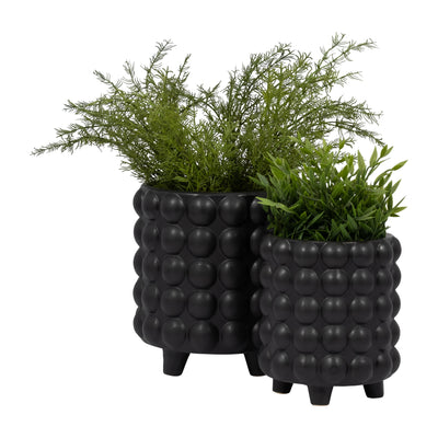 S/2 6/8 BUBBLE PLANTERS, MATTE BLACK