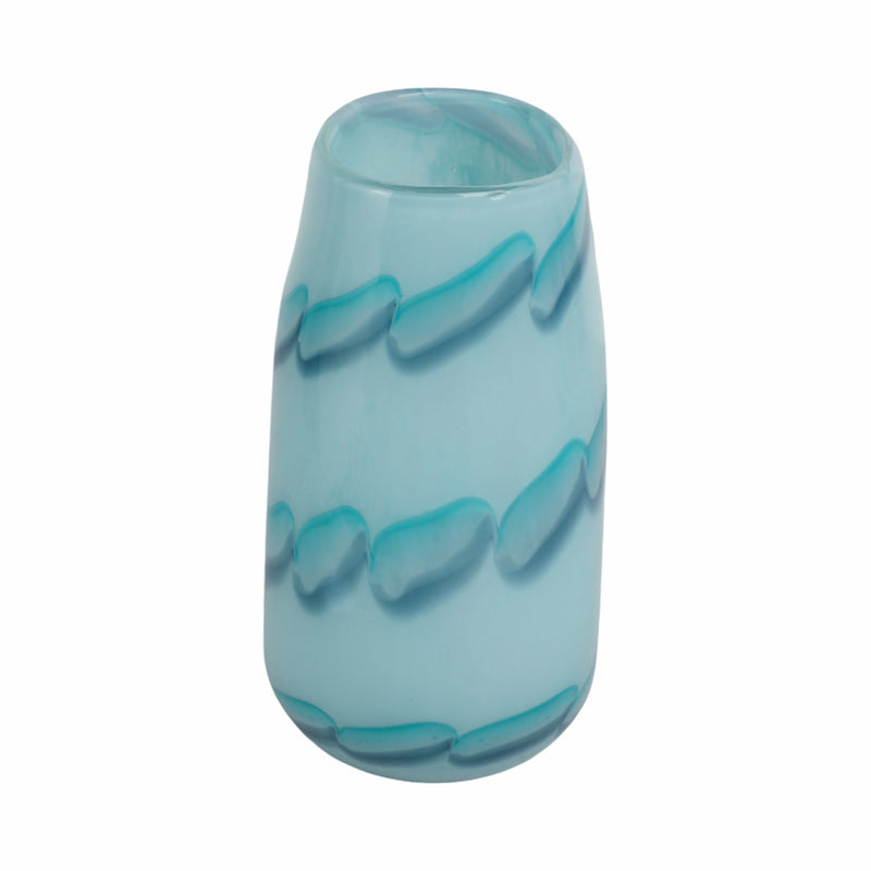 9x6 Bead Pattern Glass Vase, Blue