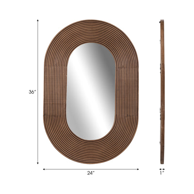 36 RIBBED OVAL MIRROR, WALNUT