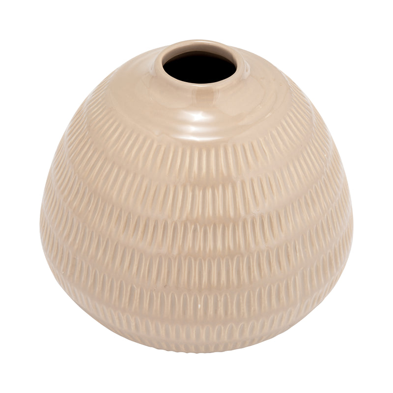 CER,6,STRIPE OVAL VASE,IRISH CREAM