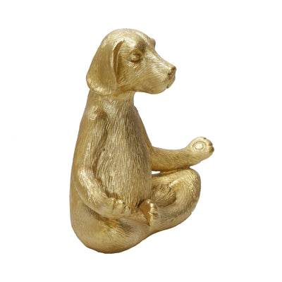 Polyresin 7 Yoga Dog, Gold