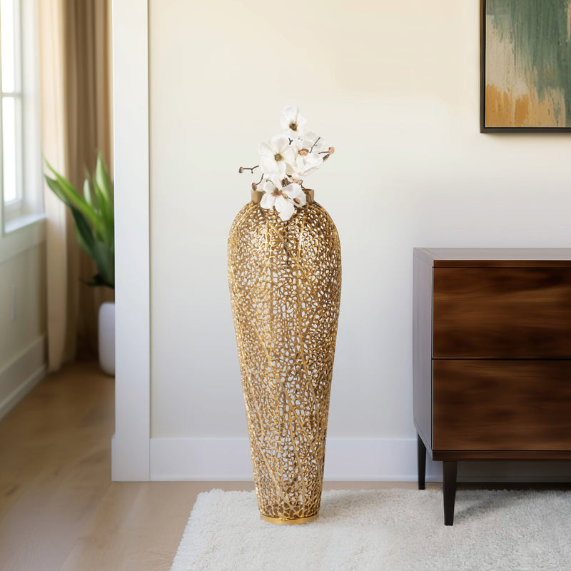 40 Fauna Metal Bouquet Floor Vase, Gold