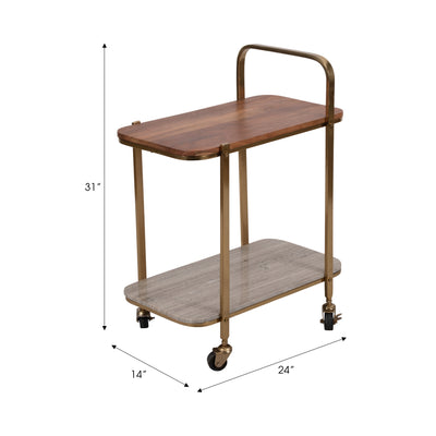 31 MARBLE SHELF BAR CART, GOLD KD