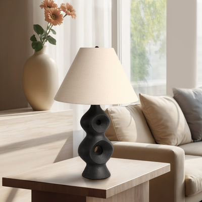 28 Open Cut-out 8 Table Lamp, Black/tan