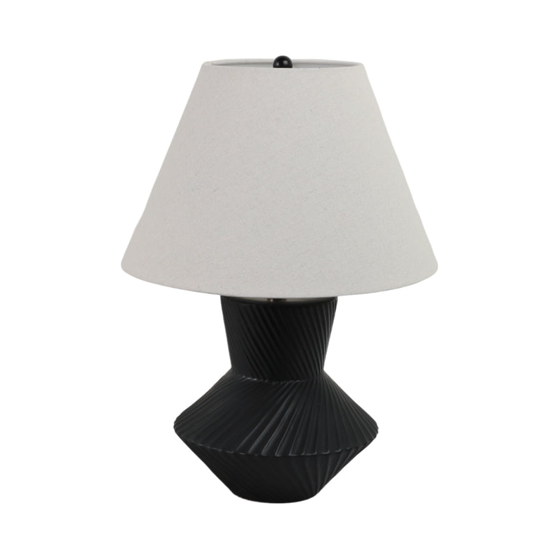 23 Ribbed Totem Table Lamp, Black/white