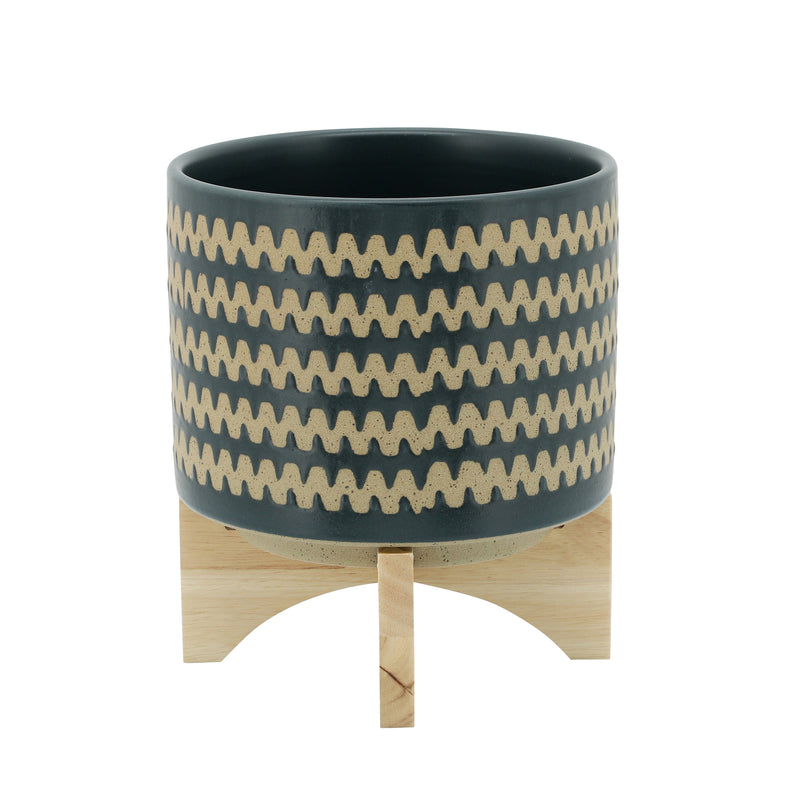 8 Zig-zag Planter W/ Stand, Teal